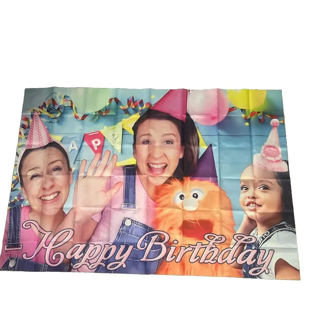 Miss Rachel Happy Birthday Party Backdrop Banner 5x3ft Polyester NWOT